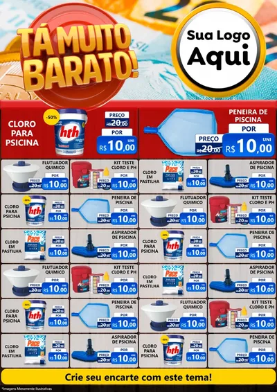 Modelo de Encarte para Encarte A4 Vertical com o tema Está Muito Barato para Produtos para Piscina
