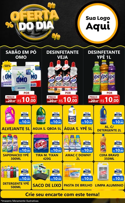 Modelo de Encarte para Encarte Grande com o tema Oferta Do Dia para Produtos de Limpeza