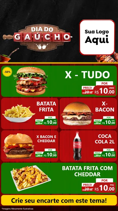Modelo de TV para TV Vertical com o tema Dia do Gaúcho para Hamburgueria