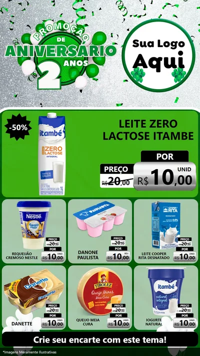 Modelo de Rede Social para Stories com o tema Promoção de Aniversário - 2 Anos para Frios e Laticínios