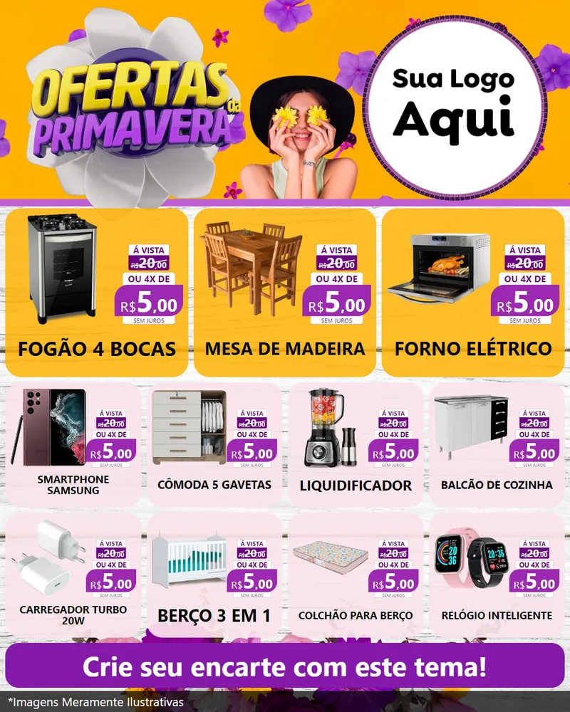 Modelo de Rede Social para Feed Instagram com o tema Ofertas Da Primavera para Móveis e Eletro