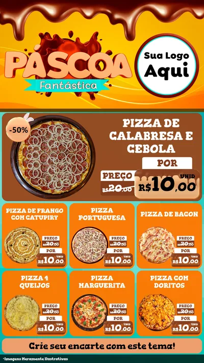 Modelo de Rede Social para Stories com o tema Páscoa Fantástica para Pizzaria