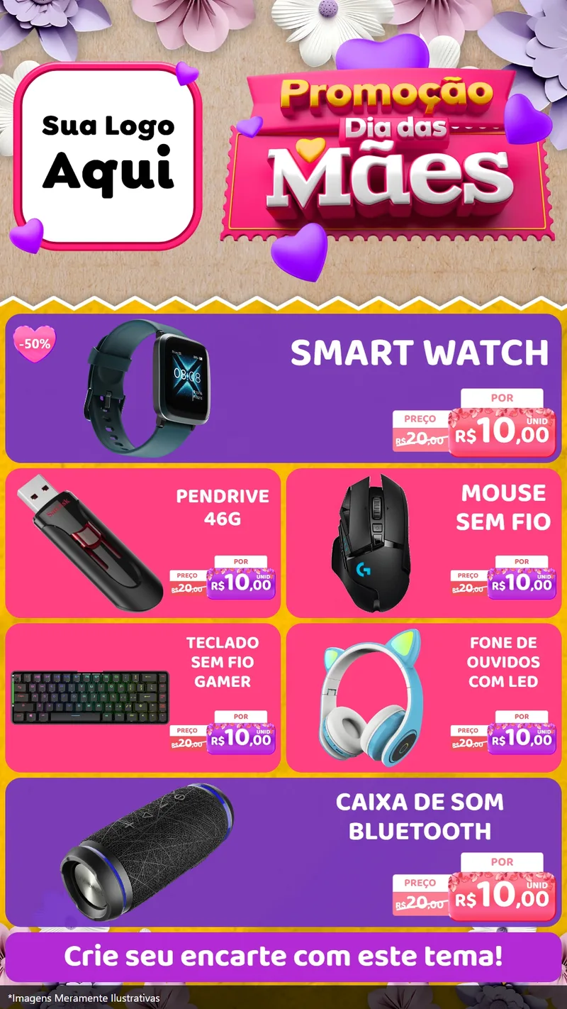 Modelo de TV para TV Vertical com o tema Promoção Dia das Mães para Informática