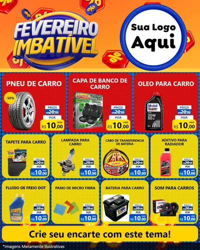 Modelo de Rede Social para Feed Instagram com o tema Fevereiro Imbatível para Auto peças