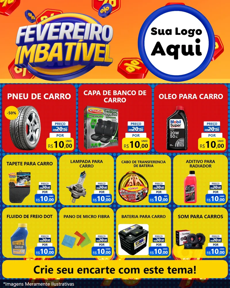 Modelo de Rede Social para Feed Instagram com o tema Fevereiro Imbatível para Auto peças