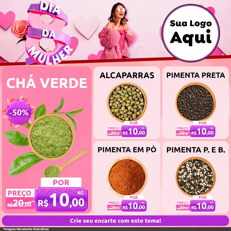 Modelo de Rede Social para Feed Facebook com o tema Dia da Mulher para Produtos Naturais