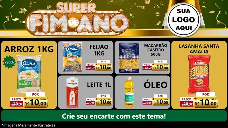 Modelo de TV para TV Horizontal com o tema Super Fim de Ano para Supermercado