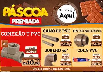 Modelo de Encarte para Encarte A4 Horizontal com o tema Páscoa Premiada para Tubos e conexões