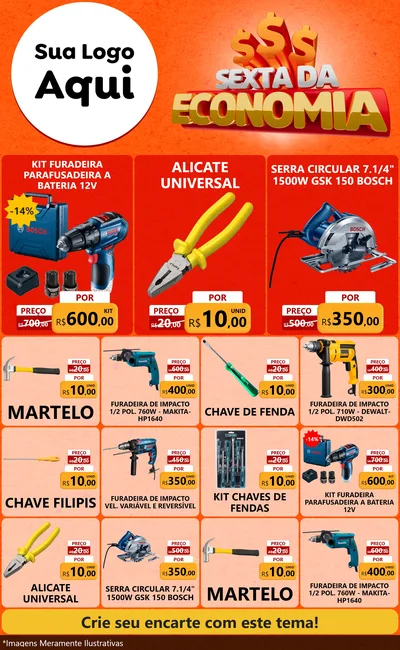 Modelo de Encarte para Encarte Grande com o tema Sexta da Economia para Maquinas e Ferramentas