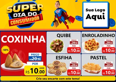 Modelo de Encarte para Encarte A4 Horizontal com o tema Super Dia do Consumidor para Salgadaria