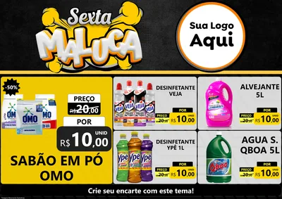 Modelo de Encarte para Encarte A4 Horizontal com o tema Sexta Maluca para Produtos de Limpeza