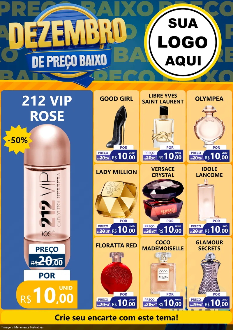 Modelo de Encarte para Encarte A4 Vertical com o tema Dezembro de Preço Baixo para Perfumes