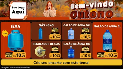 Modelo de TV para TV Horizontal com o tema Bem-vindo Outono para Água e gás
