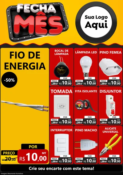 Modelo de Encarte para Encarte A4 Vertical com o tema Fecha Mês para Materiais Elétricos