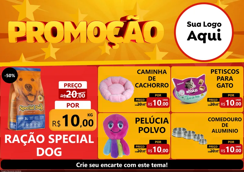 Modelo de Encarte para Encarte A4 Horizontal com o tema Promoção para Pet Shop