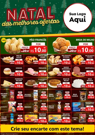 Modelo de Encarte para Encarte A4 Vertical com o tema Natal das Melhores Ofertas para Padaria
