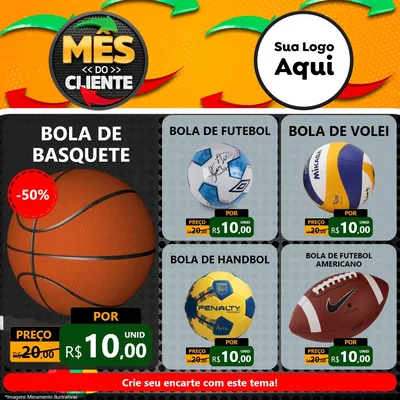 Modelo de Rede Social para Feed Facebook com o tema Mês do Cliente para Artigos Esportivos
