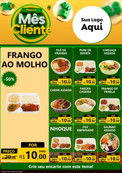 Modelo de Encarte para Encarte A4 Vertical com o tema Especial Mês do Cliente para Restaurante
