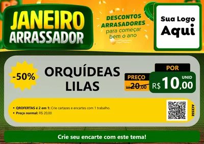 Modelo de Cartaz para Cartaz A4 Horizontal com o tema Janeiro Arrasador para Floricultura e jardim