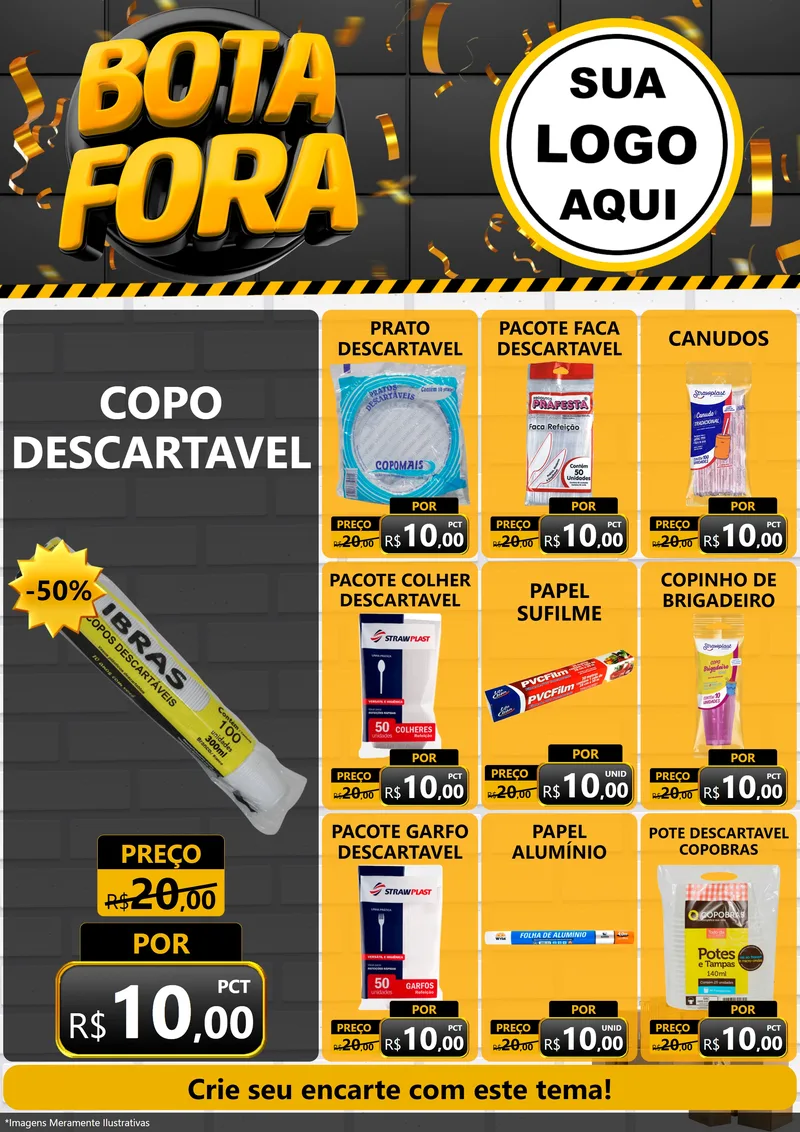 Modelo de Encarte para Encarte A4 Vertical com o tema Bota Fora para Embalagens