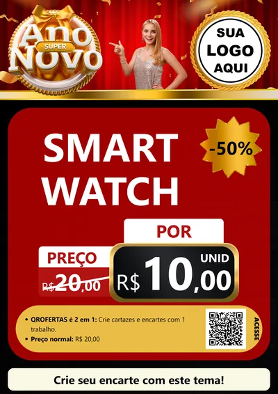 Modelo de Cartaz para Cartaz A4 Vertical com o tema Super Ano Novo para Informática