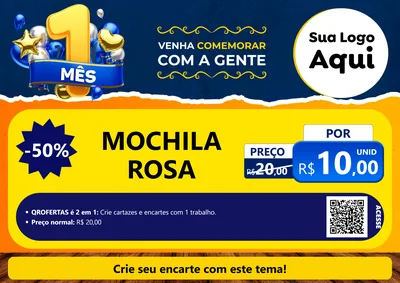 Modelo de Cartaz para Cartaz A4 Horizontal com o tema Um Mês de Aniversário para Papelaria