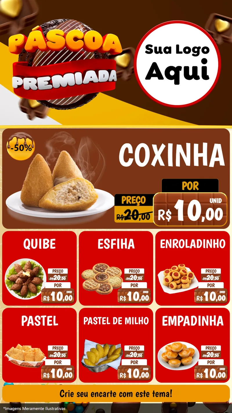 Modelo de Rede Social para Stories com o tema Páscoa Premiada para Salgadaria