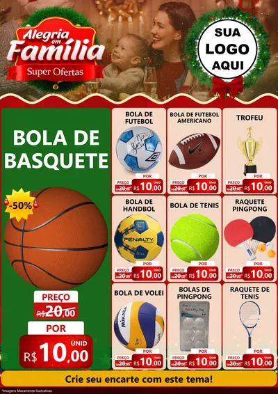Modelo de Encarte para Encarte A4 Vertical com o tema Alegria Em Família - Super Ofertas para Artigos Esportivos