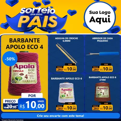 Modelo de Rede Social para Feed Facebook com o tema Sorteio Dia dos Pais para Armarinho e Aviamentos