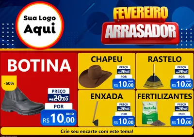 Modelo de Encarte para Encarte A4 Horizontal com o tema Fevereiro Arrasador para Agropecuária
