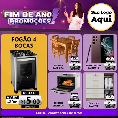 Modelo de Rede Social para Feed Facebook com o tema Fim de Ano Promoções para Móveis e Eletro