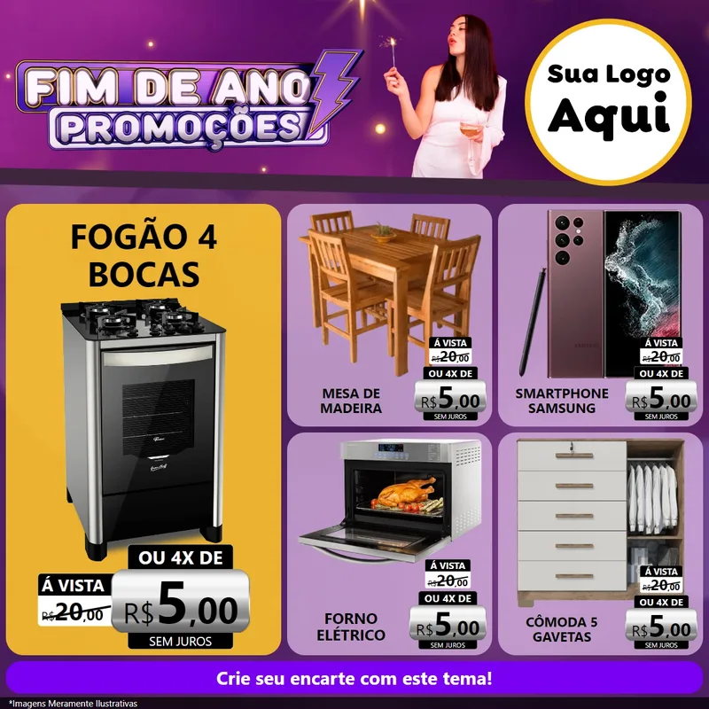 Modelo de Rede Social para Feed Facebook com o tema Fim de Ano Promoções para Móveis e Eletro
