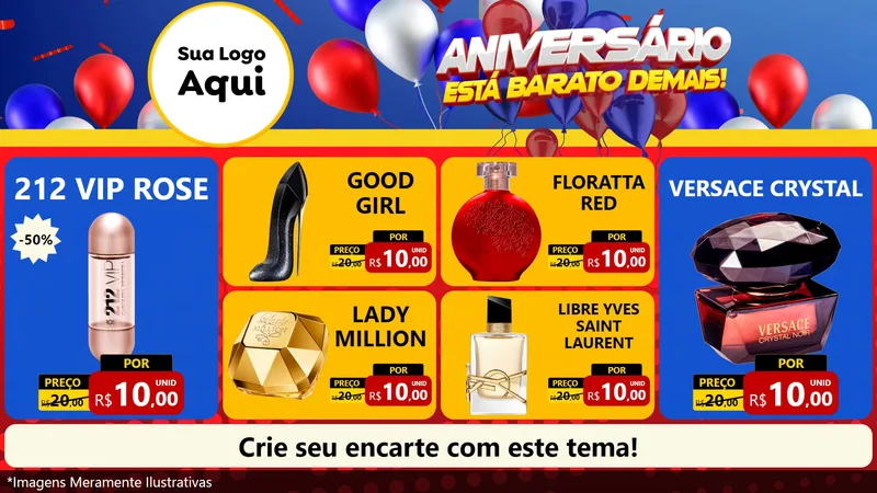 Modelo de TV para TV Horizontal com o tema Aniversário para Perfumes