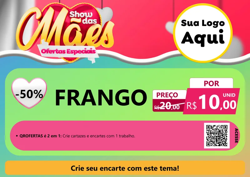 Modelo de Cartaz para Cartaz A4 Horizontal com o tema Show das Mães - Ofertas Especiais para Assados