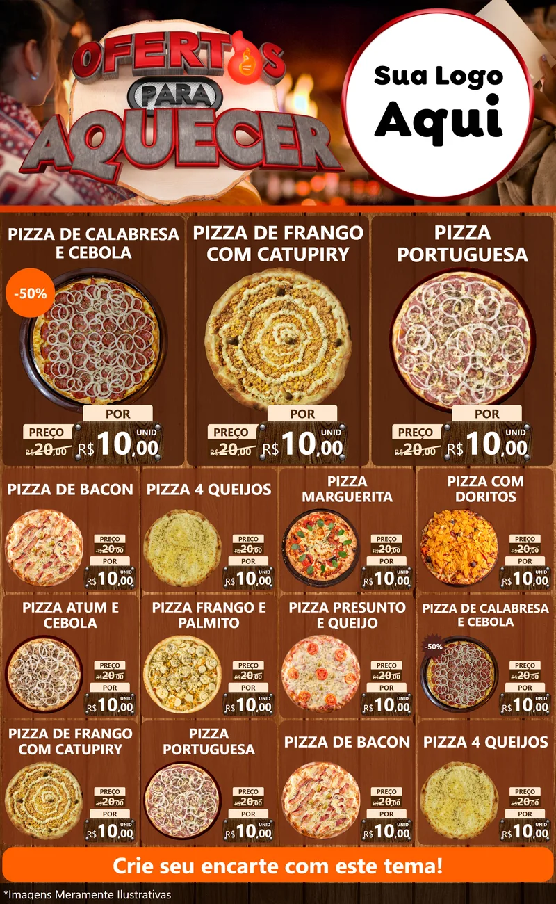 Modelo de Encarte para Encarte Grande com o tema Ofertas Para Aquecer para Pizzaria