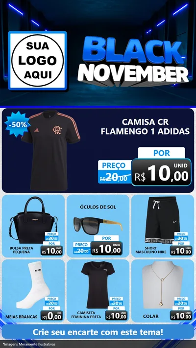 Modelo de Rede Social para Stories com o tema Black November para Roupas e acessórios