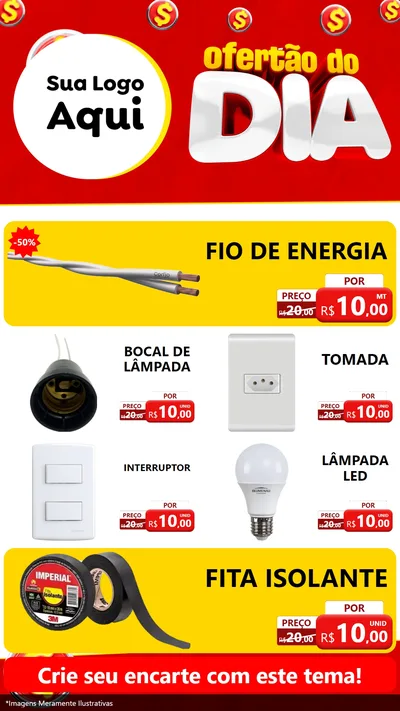 Modelo de TV para TV Vertical com o tema Ofertão do dia para Materiais Elétricos