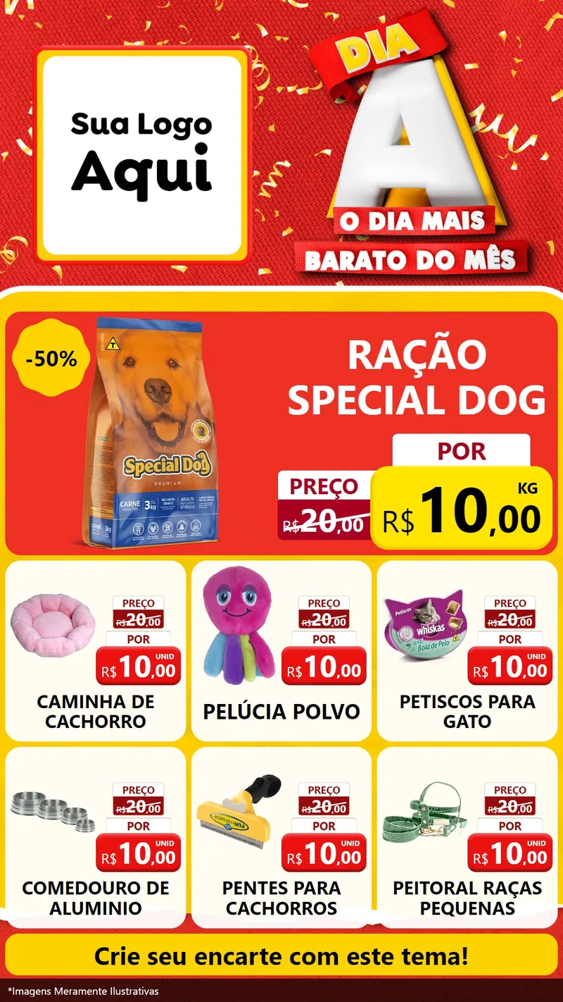 Modelo de Rede Social para Stories com o tema Dia A o Dia Mais Barato do Mês para Pet Shop