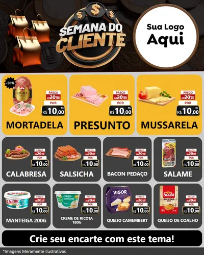 Modelo de Rede Social para Feed Instagram com o tema Semana do Cliente para Frios e Laticínios