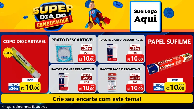 Modelo de TV para TV Horizontal com o tema Super Dia do Consumidor para Embalagens