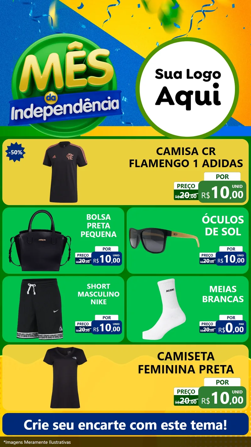 Modelo de TV para TV Vertical com o tema Mês da Independência para Roupas e acessórios