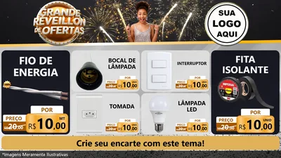 Modelo de TV para TV Horizontal com o tema Grande Réveillon de Ofertas para Materiais Elétricos