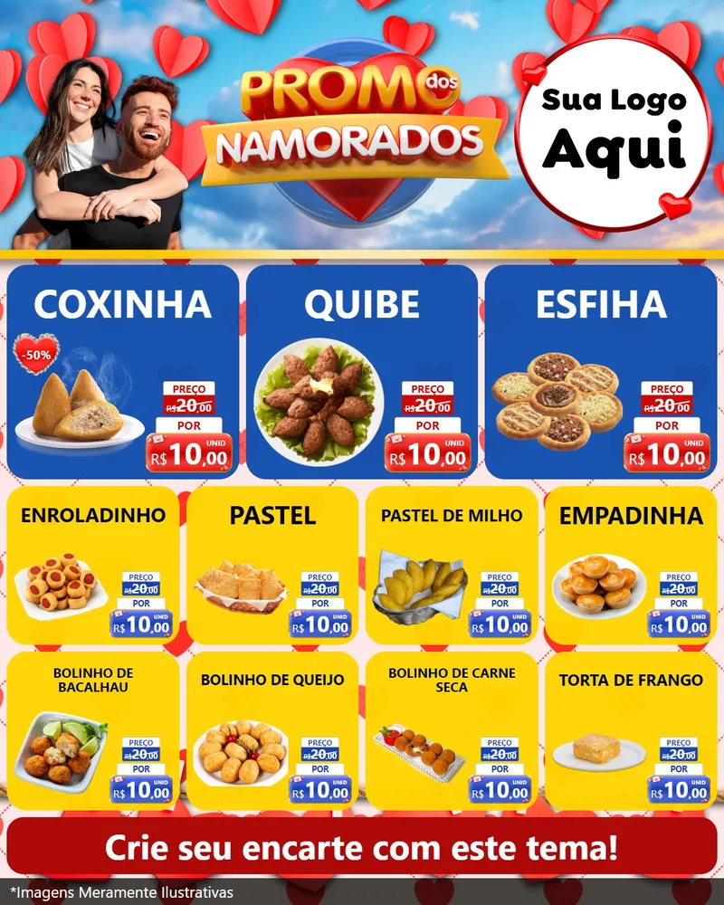 Modelo de Rede Social para Feed Instagram com o tema Promo dos Namorados para Salgadaria