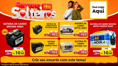 Modelo de TV para TV Horizontal com o tema Semana dos Solteiros para Baterias Elétricas