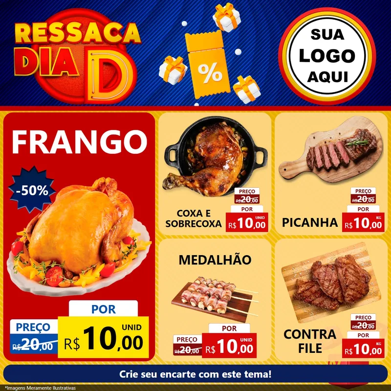 Modelo de Rede Social para Feed Facebook com o tema Ressaca Dia D para Assados