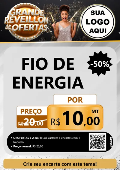 Modelo de Cartaz para Cartaz A4 Vertical com o tema Grande Réveillon de Ofertas para Materiais Elétricos