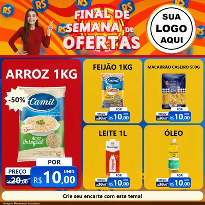 Modelo de Rede Social para Feed Facebook com o tema Final de Semana de Ofertas para Supermercado