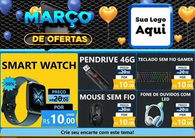 Modelo de Encarte para Encarte A4 Horizontal com o tema Março de Ofertas para Informática
