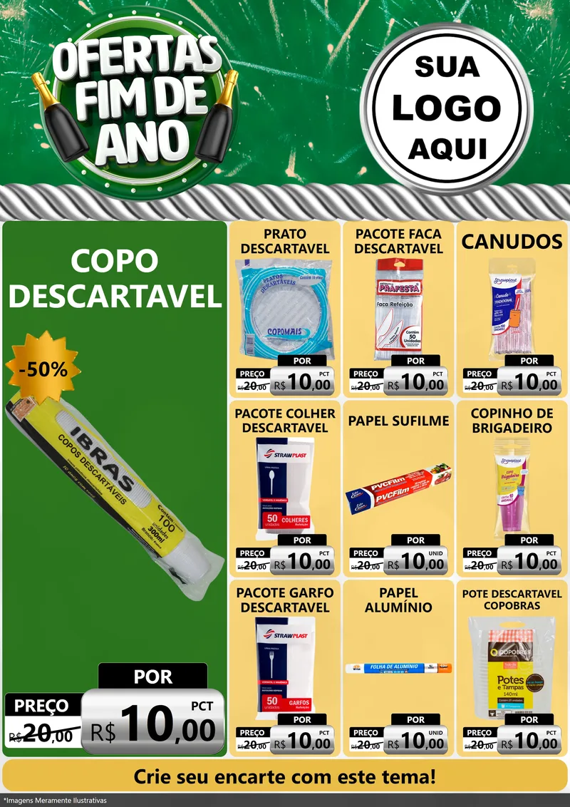 Modelo de Encarte para Encarte A4 Vertical com o tema Ofertas Fim de Ano para Embalagens