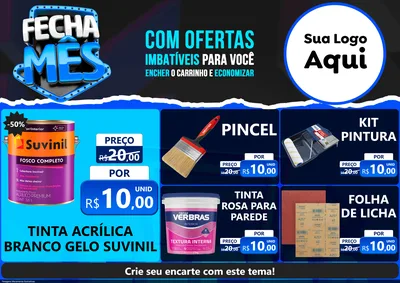 Modelo de Encarte para Encarte A4 Horizontal com o tema Fecha Mês para Tintas e Ferramentas